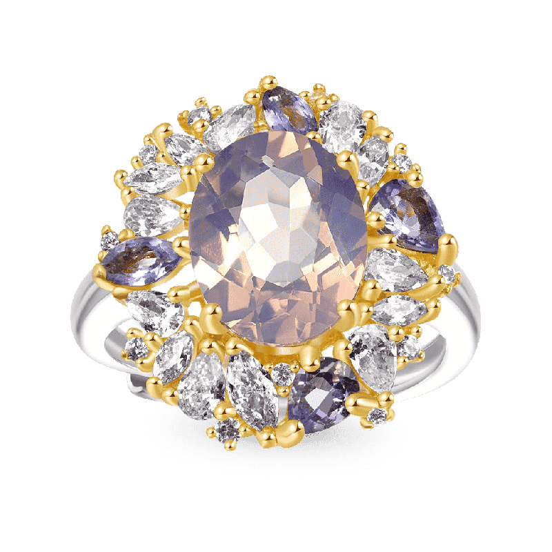 Anillo Amatista Talla Oval Lavanda