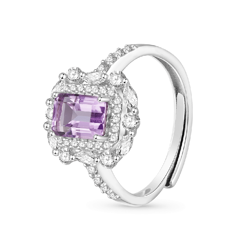 Anillo Amatista Talla Cuadrada