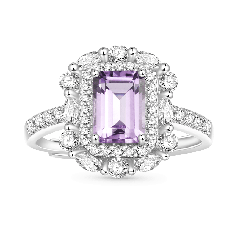 Anillo Amatista Talla Cuadrada
