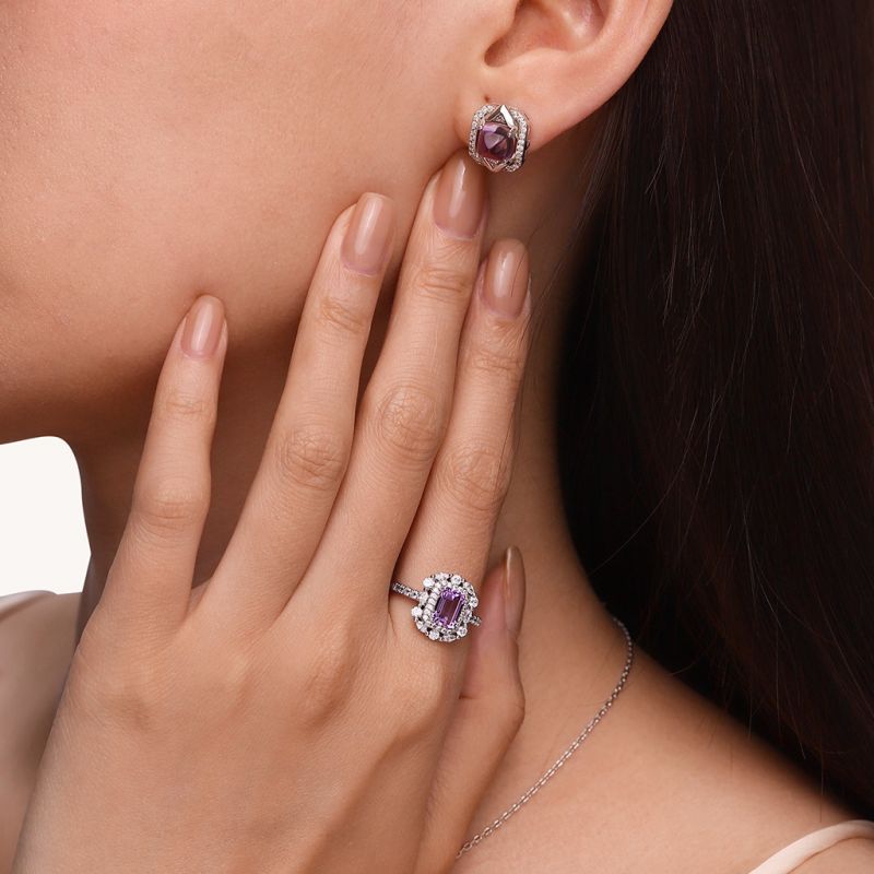 Anillo Amatista Talla Cuadrada