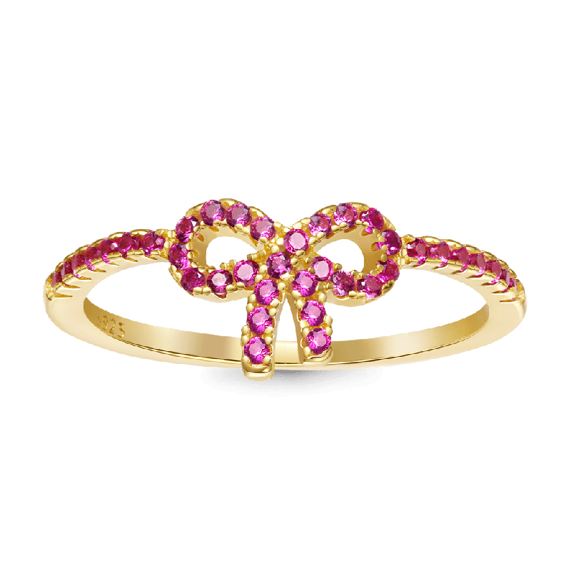 Anillo Lazo Pavé Rosa