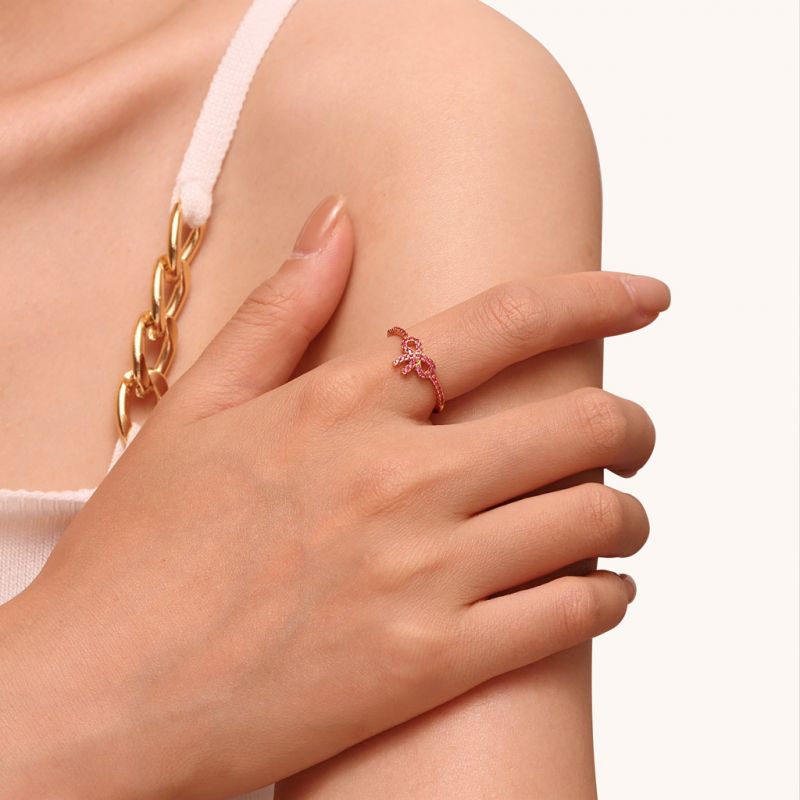 Anillo Lazo Pavé Rosa