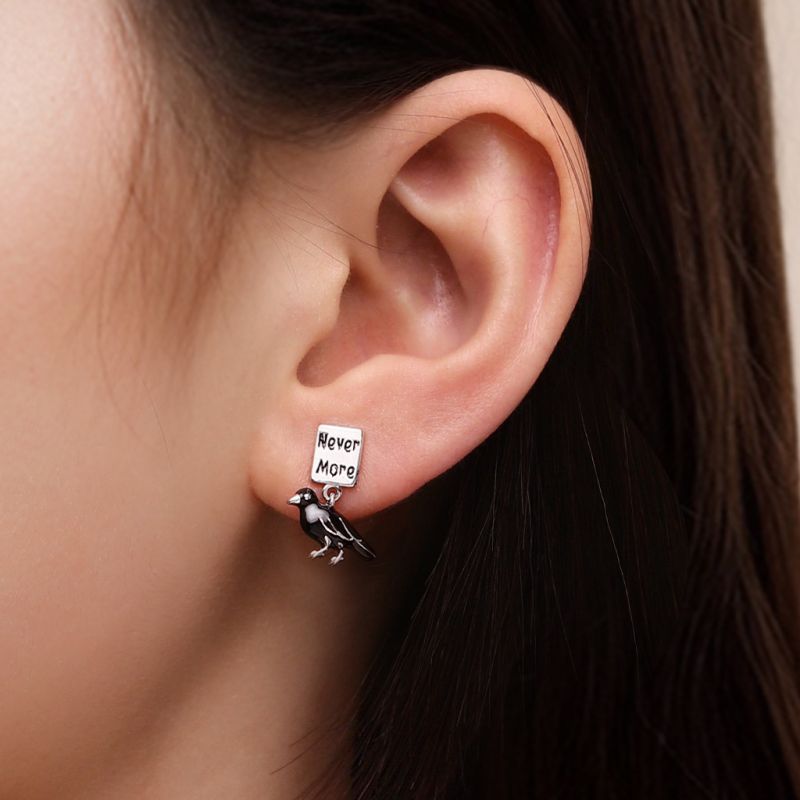 Pendientes Allan Poe Nevermore Cuervo