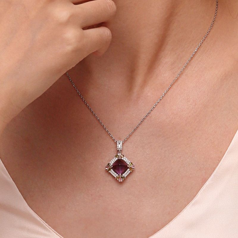 Collar Colgante Amatista Brillante