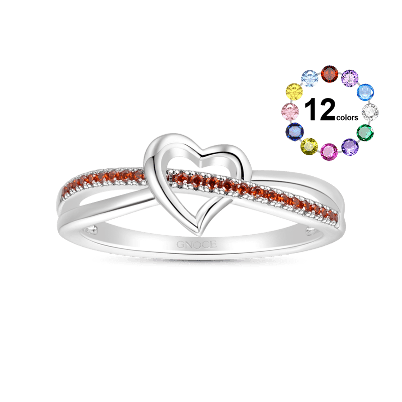 Anillo Corazón Simple Piedra de Nacimiento