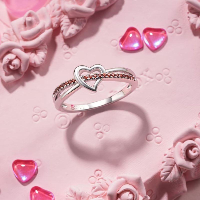 Anillo Corazón Simple Piedra de Nacimiento