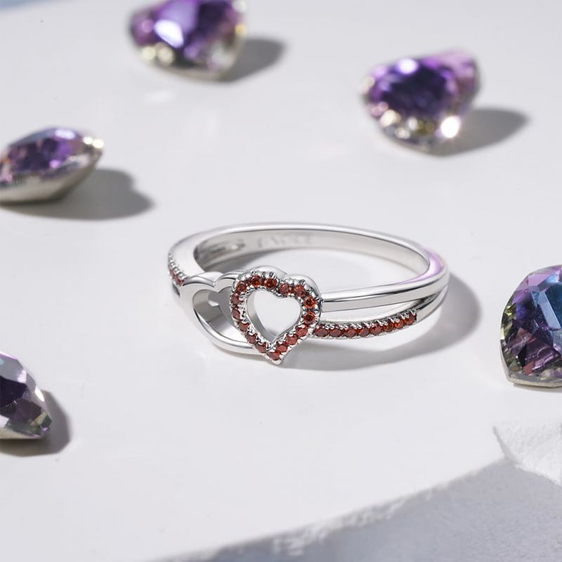 Anillo Dos Corazones CZ