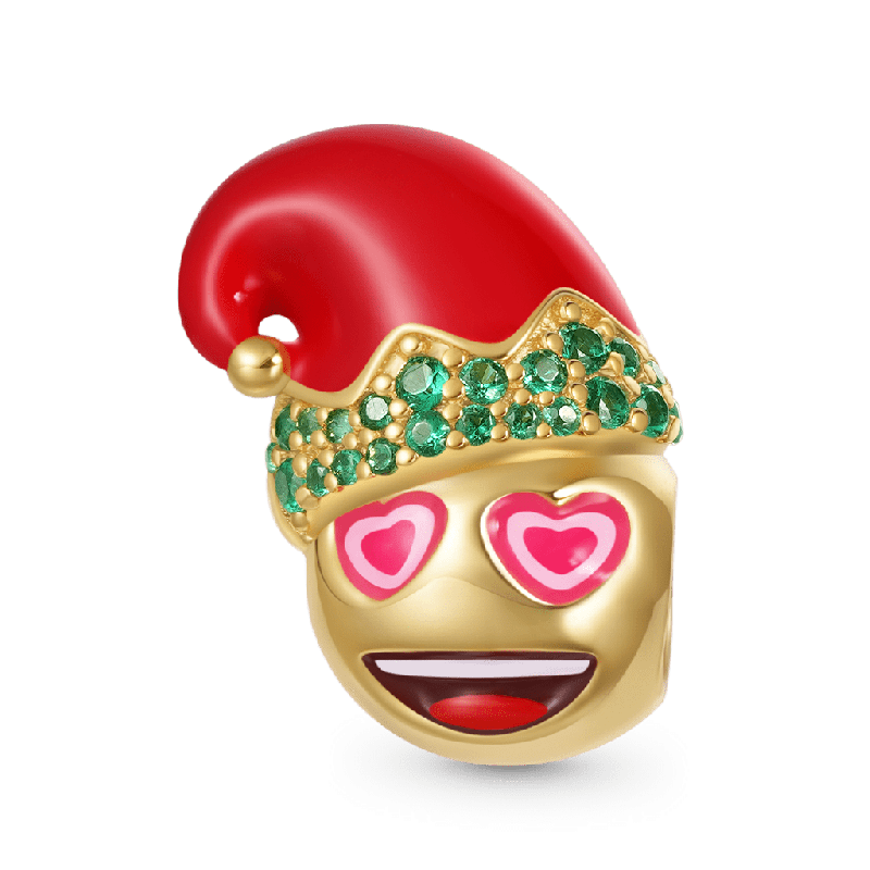 Charm emoji Sombrero de Papá Noel Cara Sonriente