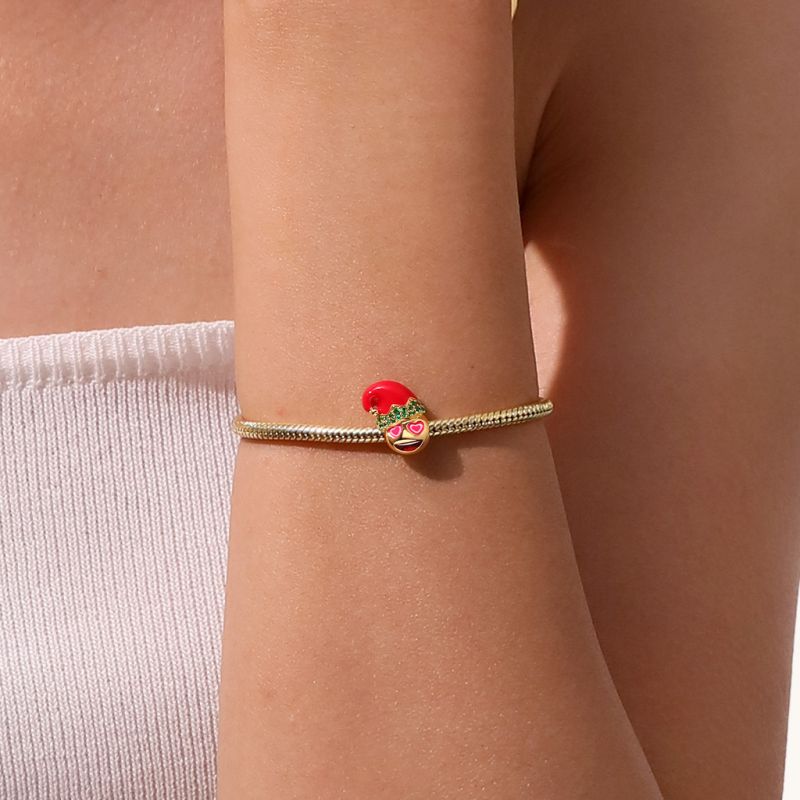 Charm emoji Sombrero de Papá Noel Cara Sonriente