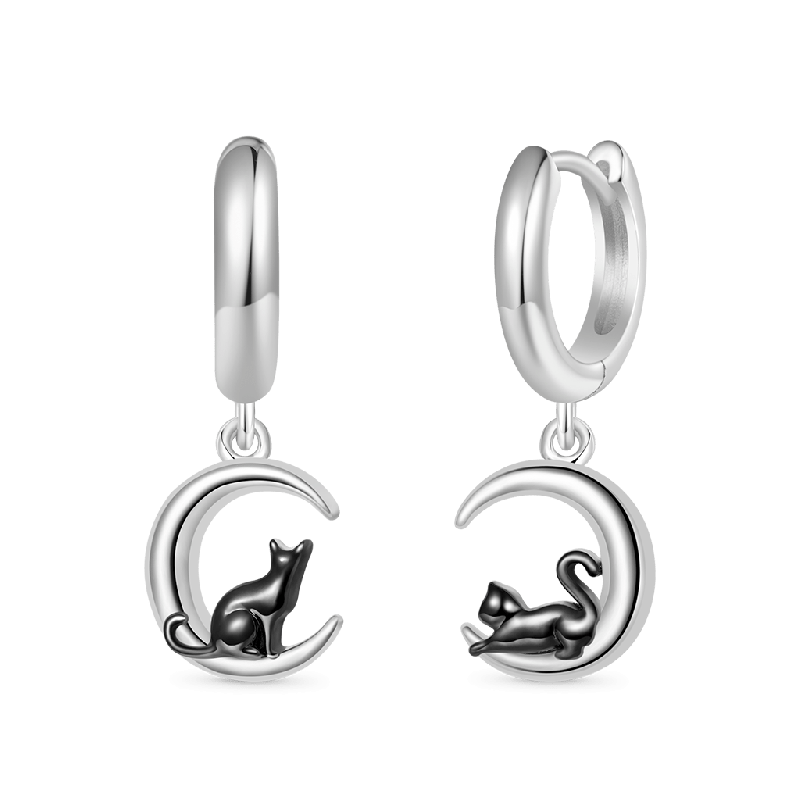 Pendientes de Aro Luna de Gato Negro