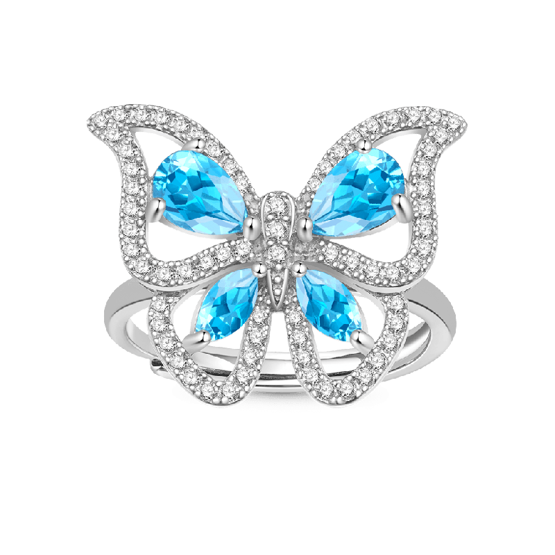Anillo Mariposa Topacio Azul