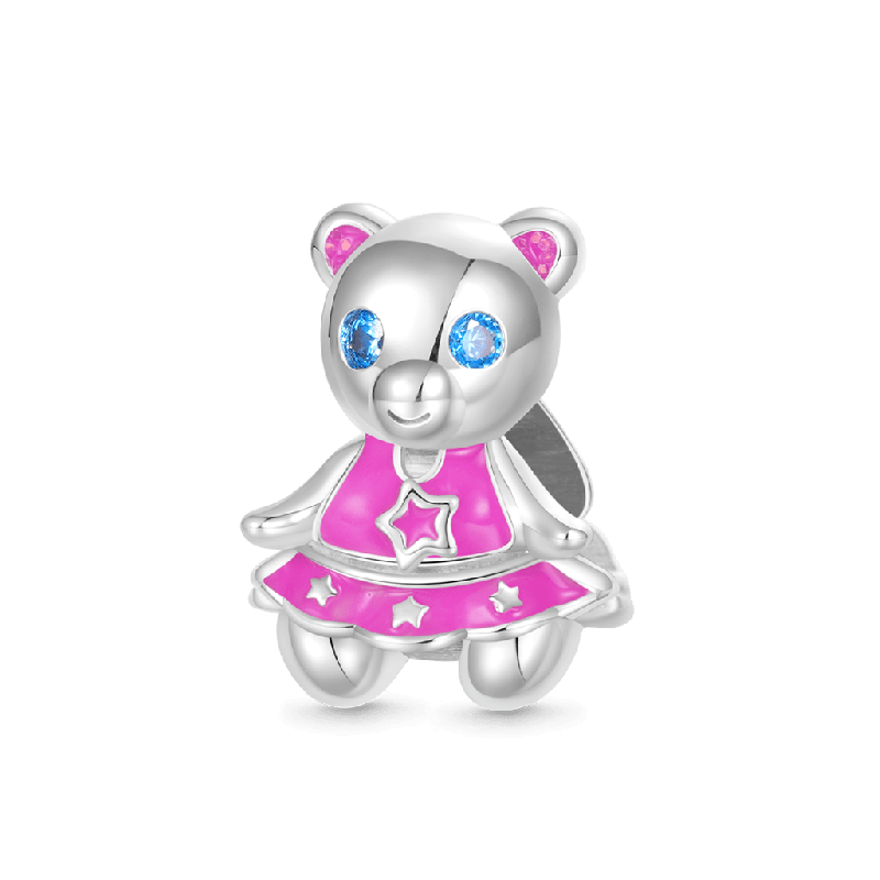 Charm Doble Capa Oso Rosa Barbie