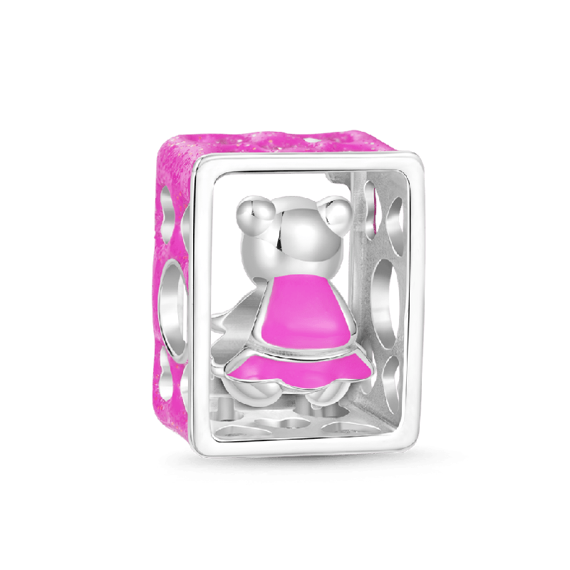 Charm Doble Capa Oso Rosa Barbie