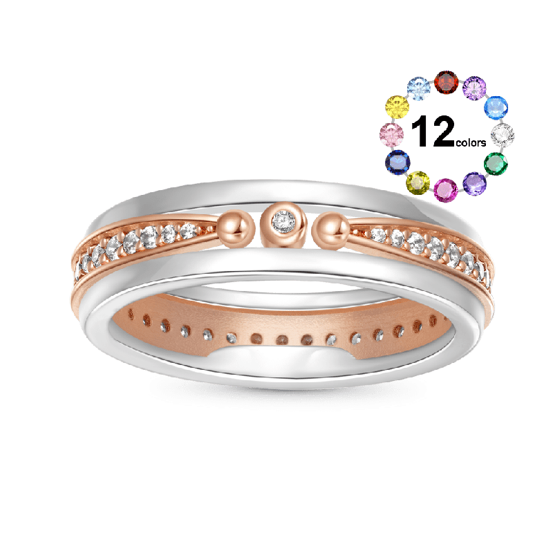Anillo de Oro Rosa con Diamantes Lineales