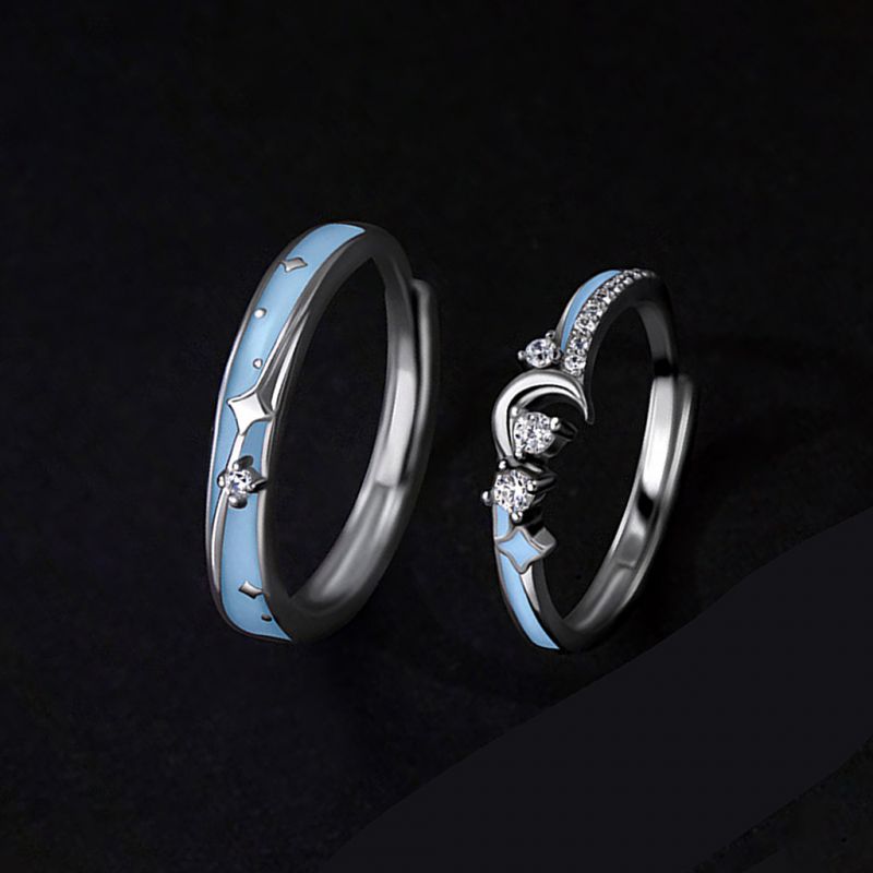 Anillos de la Pareja Glowing Band Moon