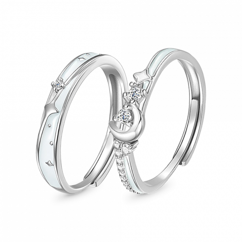 Anillos de la Pareja Glowing Band Moon