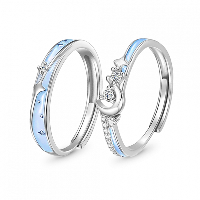 Anillos de la Pareja Glowing Band Moon