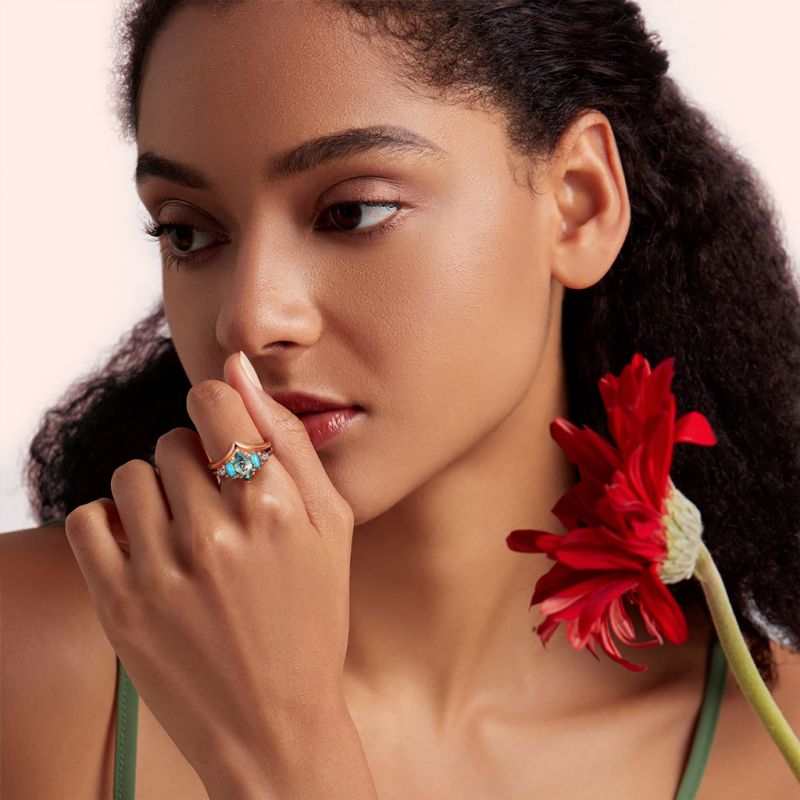 Anillo Apilable Ágata Musgo Verde