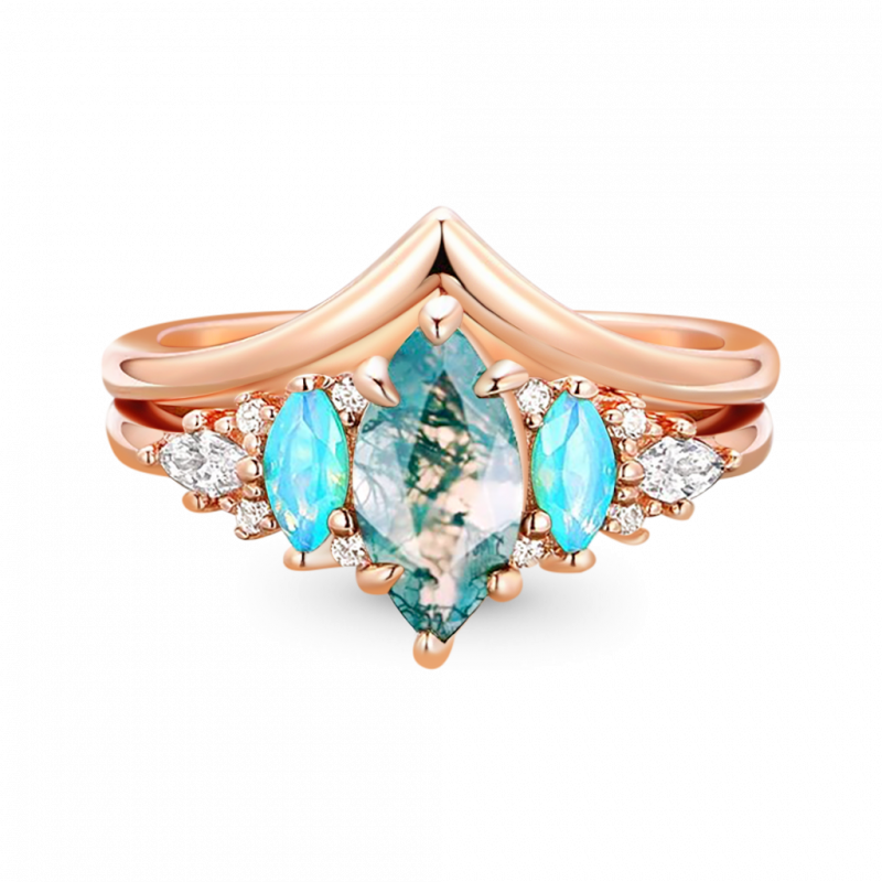 Anillo Apilable Ágata Musgo Verde