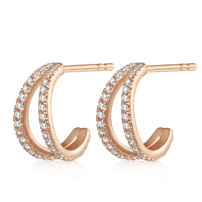 Pendientes de Aros Dobles de Zirconia Cúbica