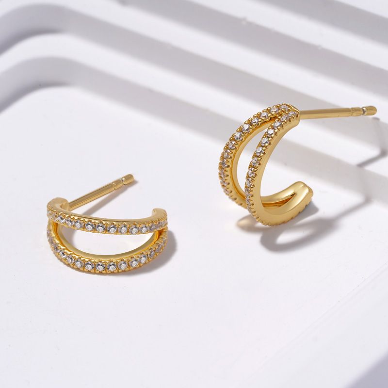 Pendientes de Aros Dobles de Zirconia Cúbica