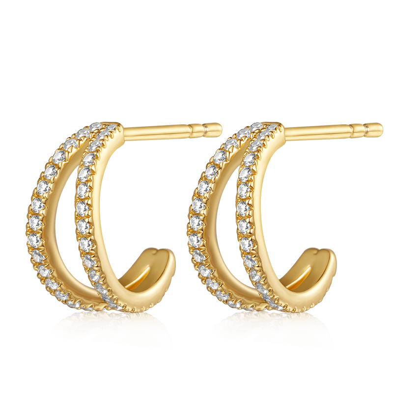 Pendientes de Aros Dobles de Zirconia Cúbica
