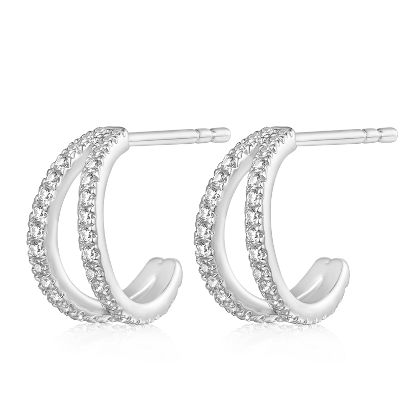 Pendientes de Aros Dobles de Zirconia Cúbica