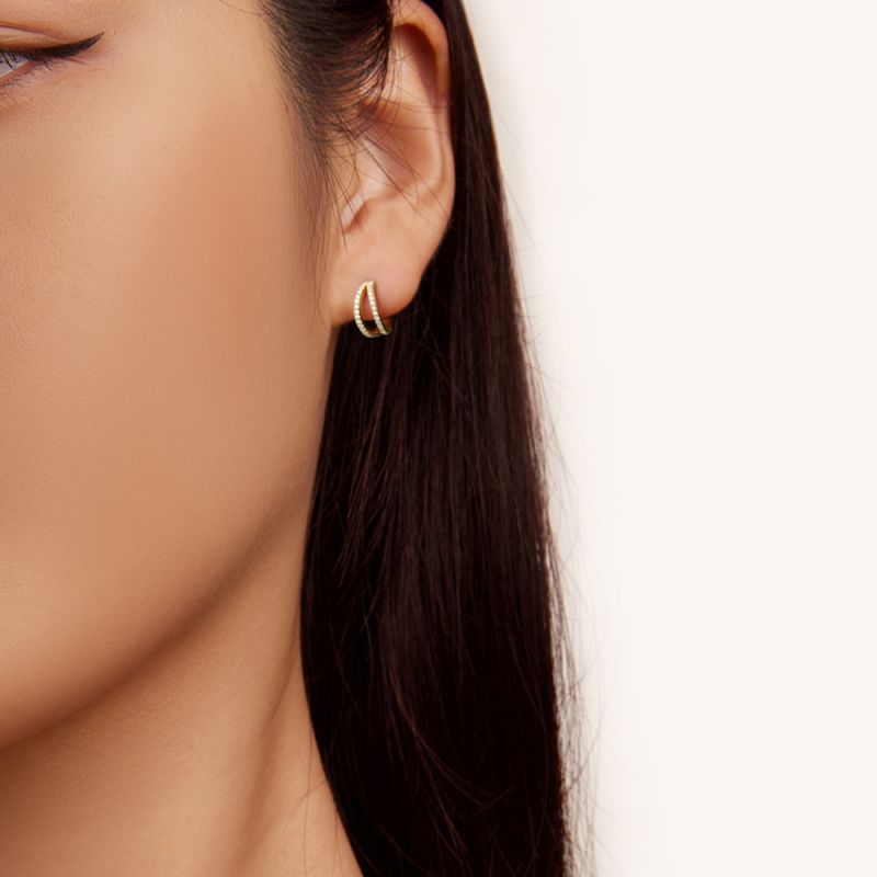 Pendientes de Aros Dobles de Zirconia Cúbica