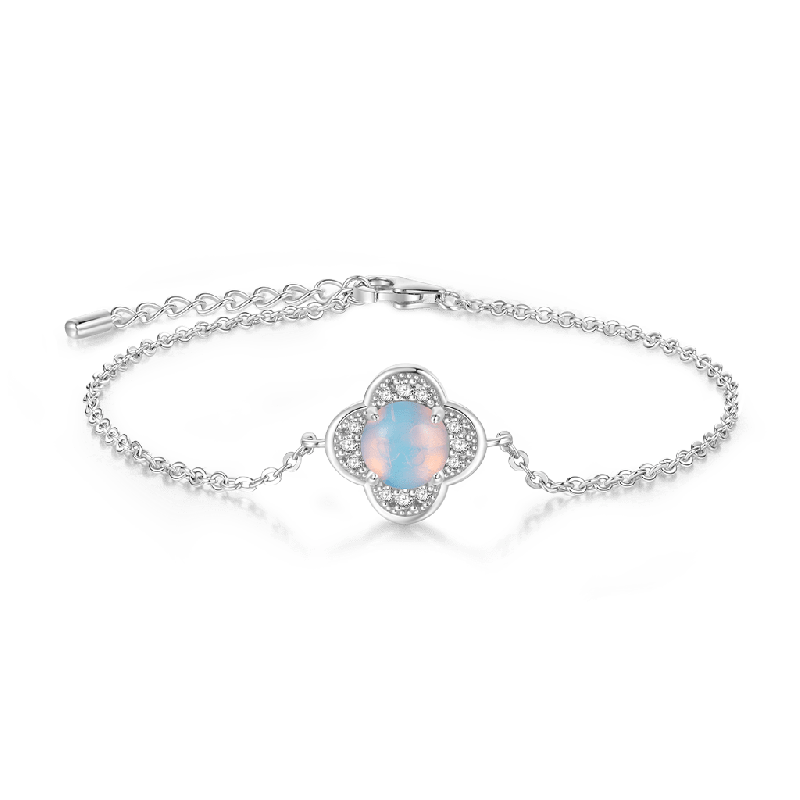 Pulsera Trébol Cuatro Hojas Piedra de Luna