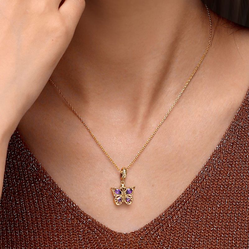 Colgante Mariposa Púrpura Oro 18k