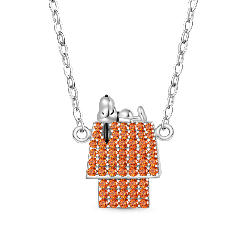 Collar de Diamantes Casa de Perro Snoopy Tumbado