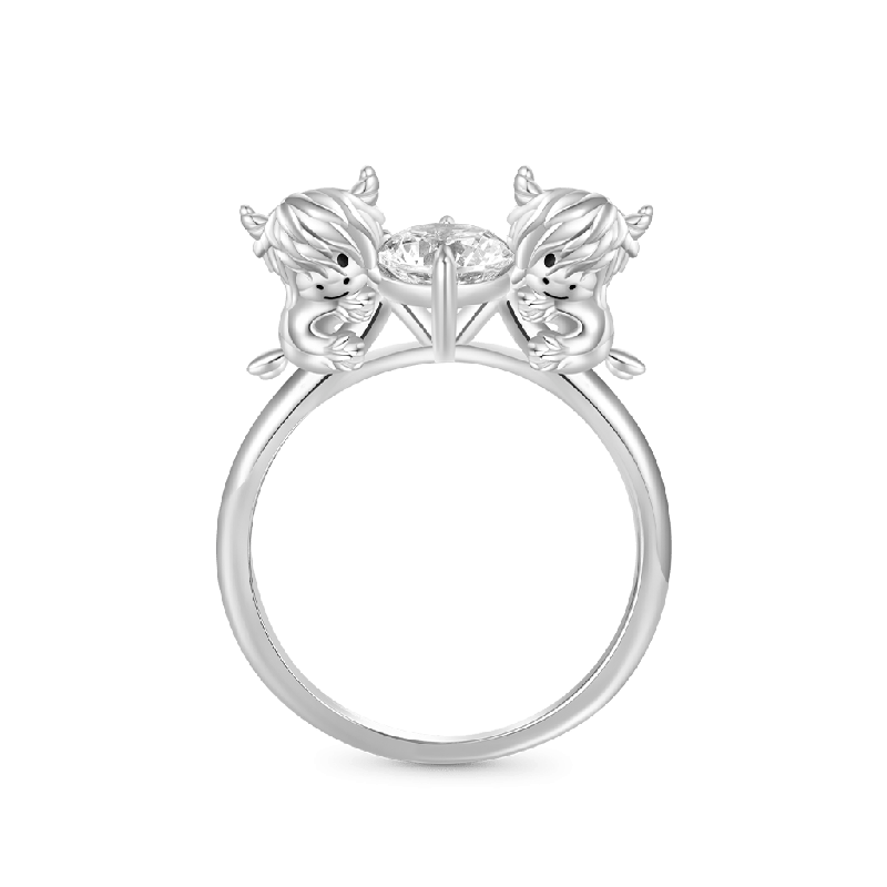 Anillo de Diamante Blanco Abrazo de Vaca