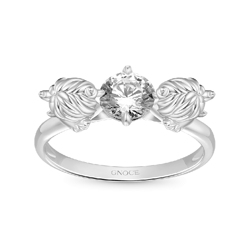 Anillo de Diamante Blanco Abrazo de Vaca