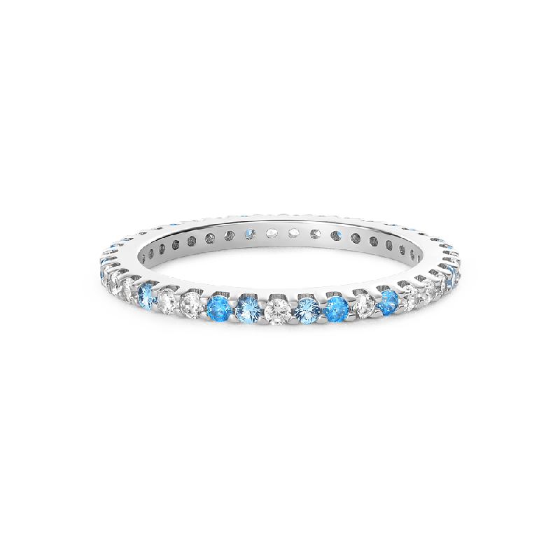 Anillo Gradiente Azul y Topacio Blanco