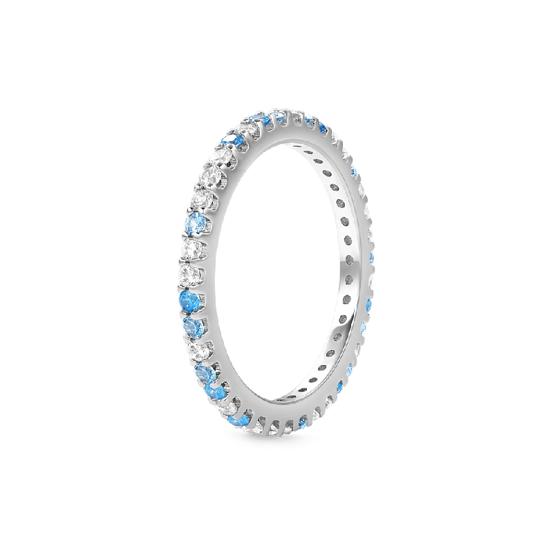 Anillo Gradiente Azul y Topacio Blanco