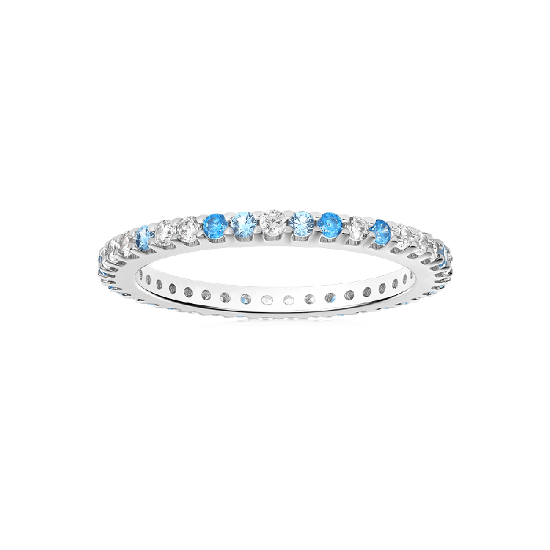Anillo Gradiente Azul y Topacio Blanco