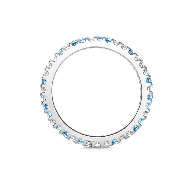 Anillo Gradiente Azul y Topacio Blanco