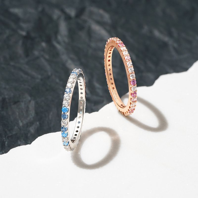 Anillo Gradiente Azul y Topacio Blanco