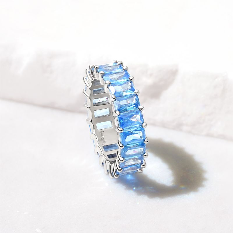 Anillo Aguamarina Corte Baguette