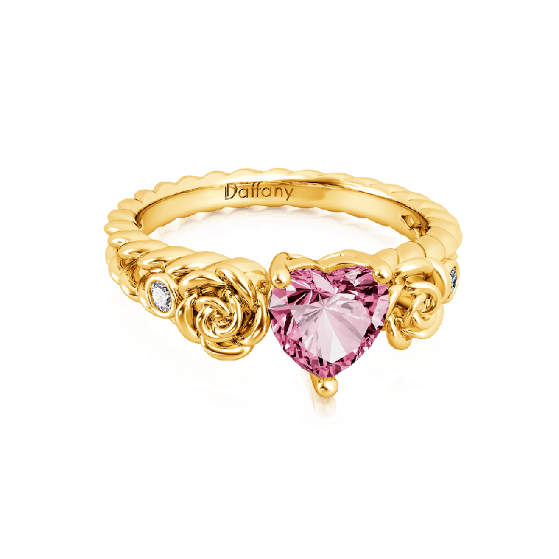 Anillo de Compromiso Corazón Rosa Flor