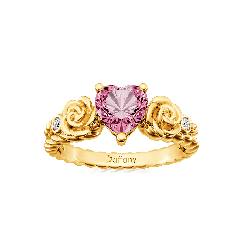 Anillo de Compromiso Corazón Rosa Flor