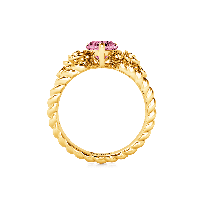 Anillo de Compromiso Corazón Rosa Flor
