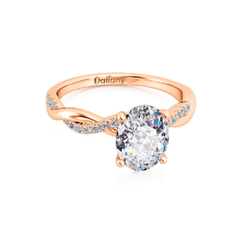 Anillo Solitario Oval Infinito Torcido