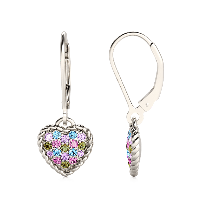 Pendientes Corazón con Gemas de Colores