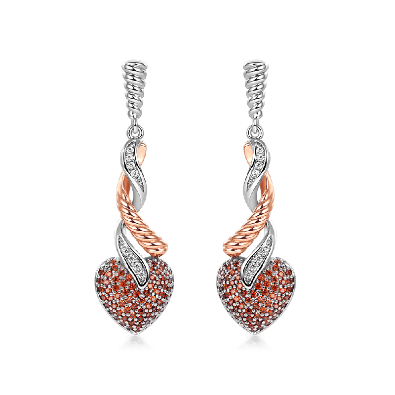 Pendientes Corazón Rojo Trenzado