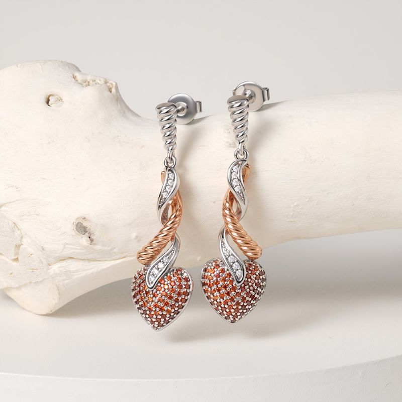 Pendientes Corazón Rojo Trenzado