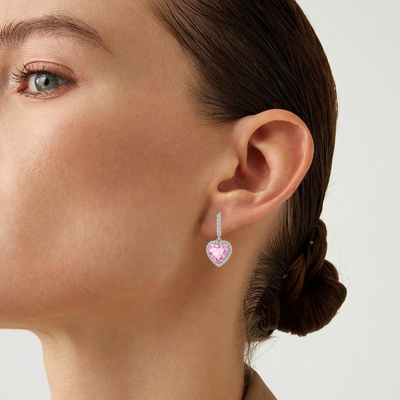 Pendientes de Cuerda Trenzada Corazón Rosa