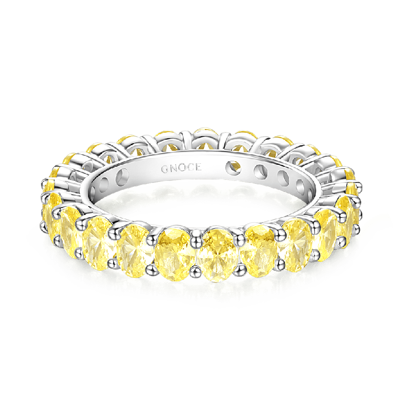 Anillo de Eternidad de Citrino Ovalado