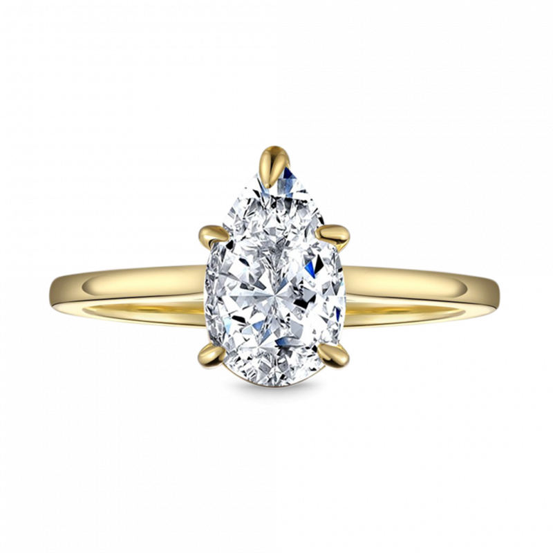 Anillo Solitario Pera Topacio Blanco