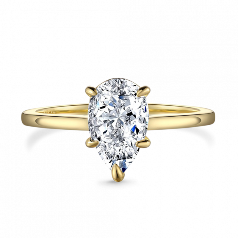 Anillo Solitario Pera Topacio Blanco